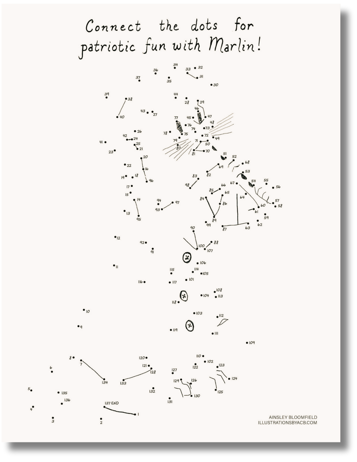 Patriotic Dot-to-Dot for Kids: Colonial Fife Player Cat