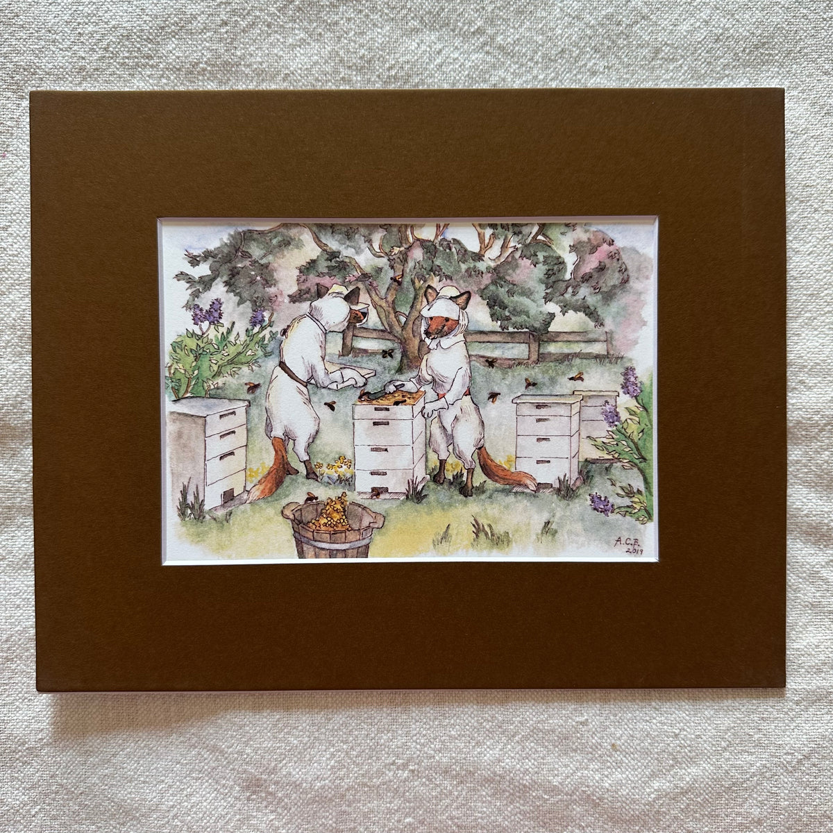 Whimsical Animals 5x7 Print with 8x10 Mat: Beekeepers