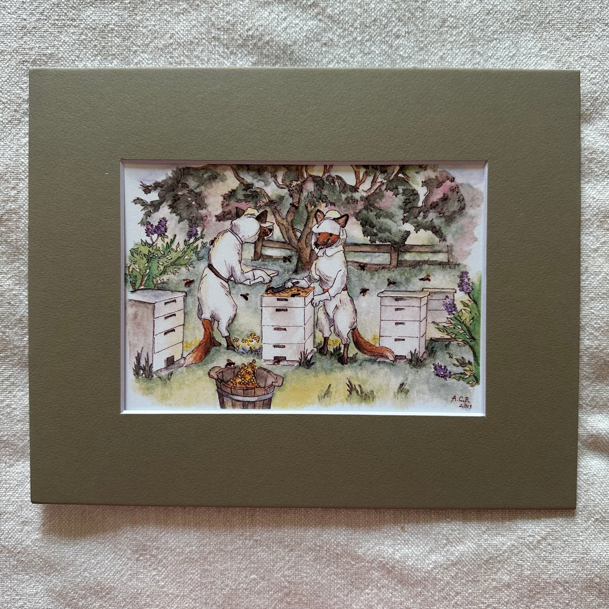 Whimsical Animals 5x7 Print with 8x10 Mat: Beekeepers
