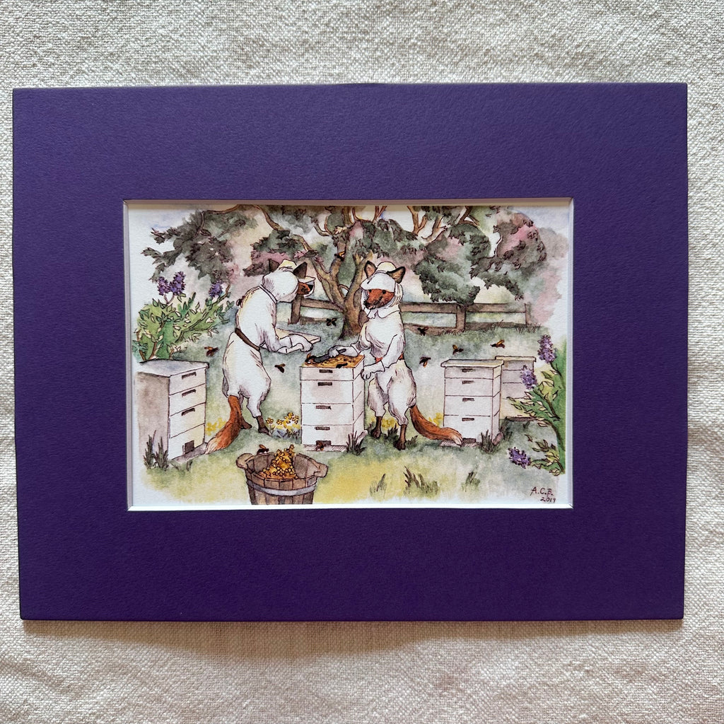 Whimsical Animals 5x7 Print with 8x10 Mat: Beekeepers