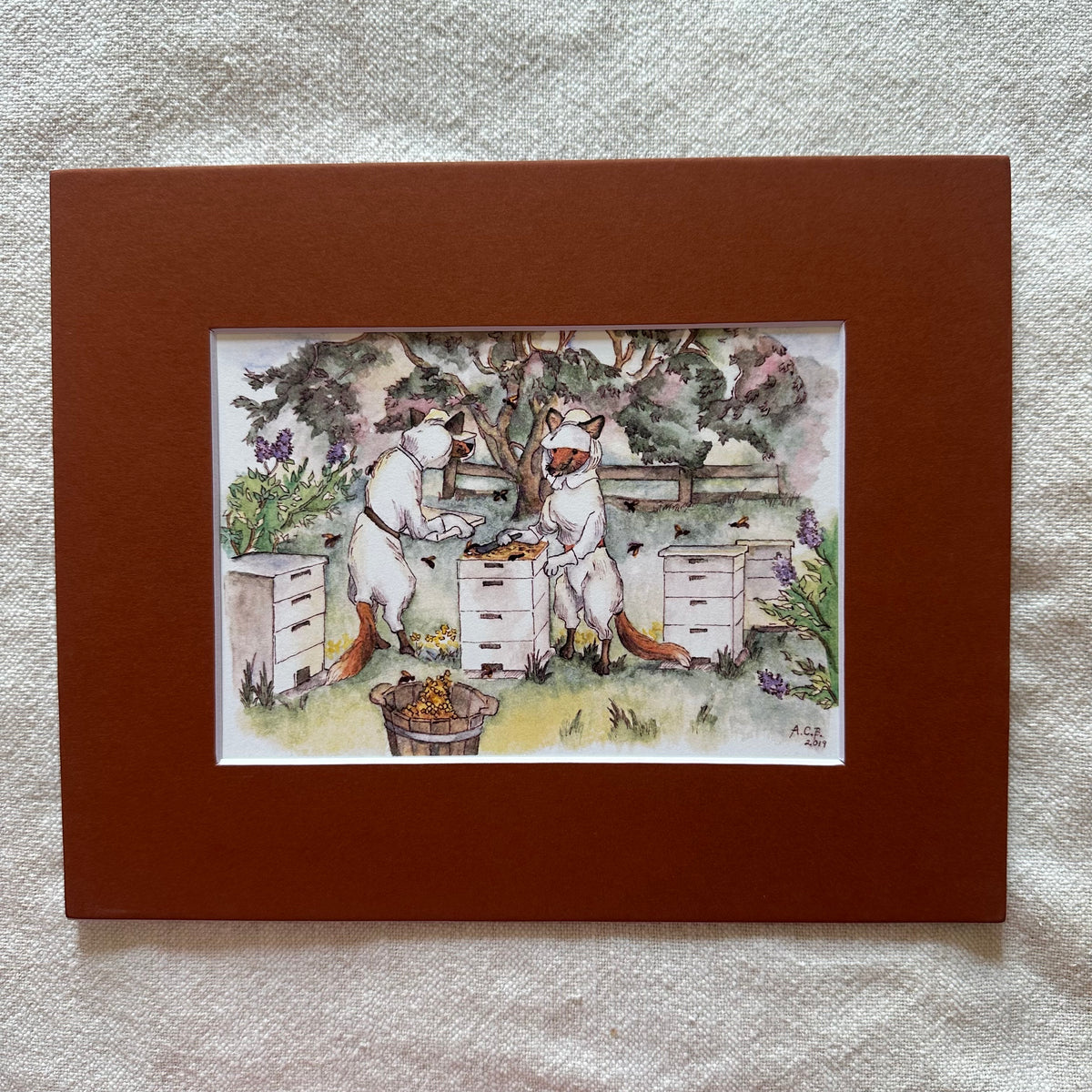 Whimsical Animals 5x7 Print with 8x10 Mat: Beekeepers