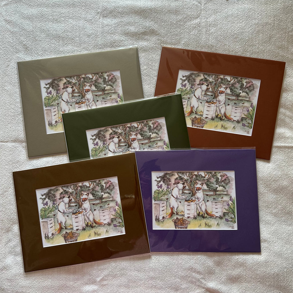 Whimsical Animals 5x7 Print with 8x10 Mat: Beekeepers