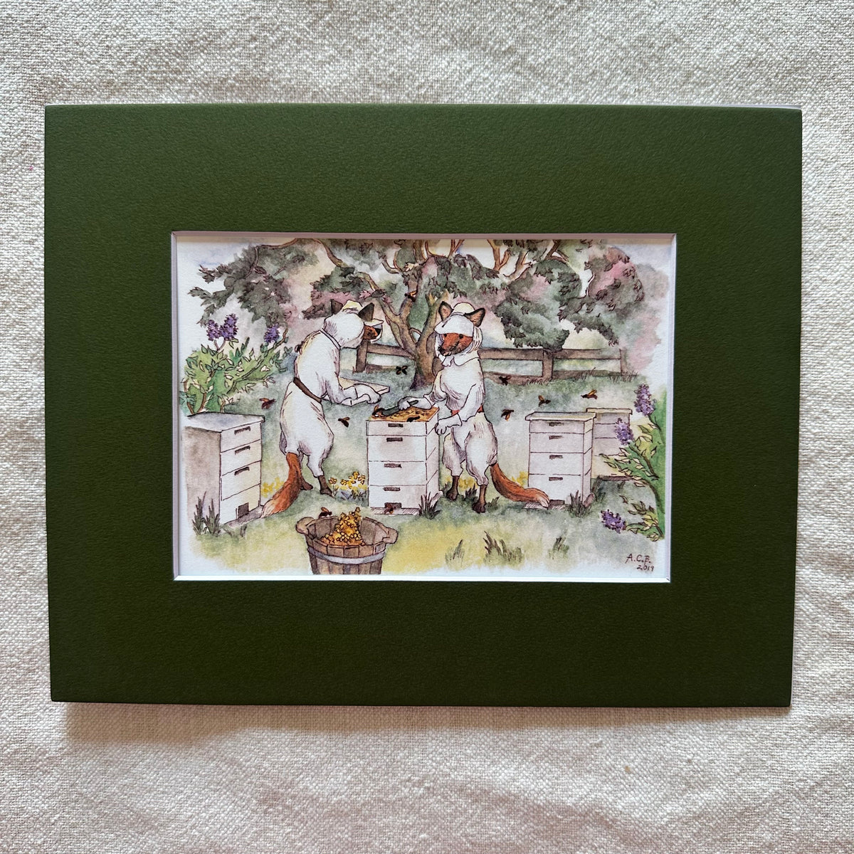 Whimsical Animals 5x7 Print with 8x10 Mat: Beekeepers