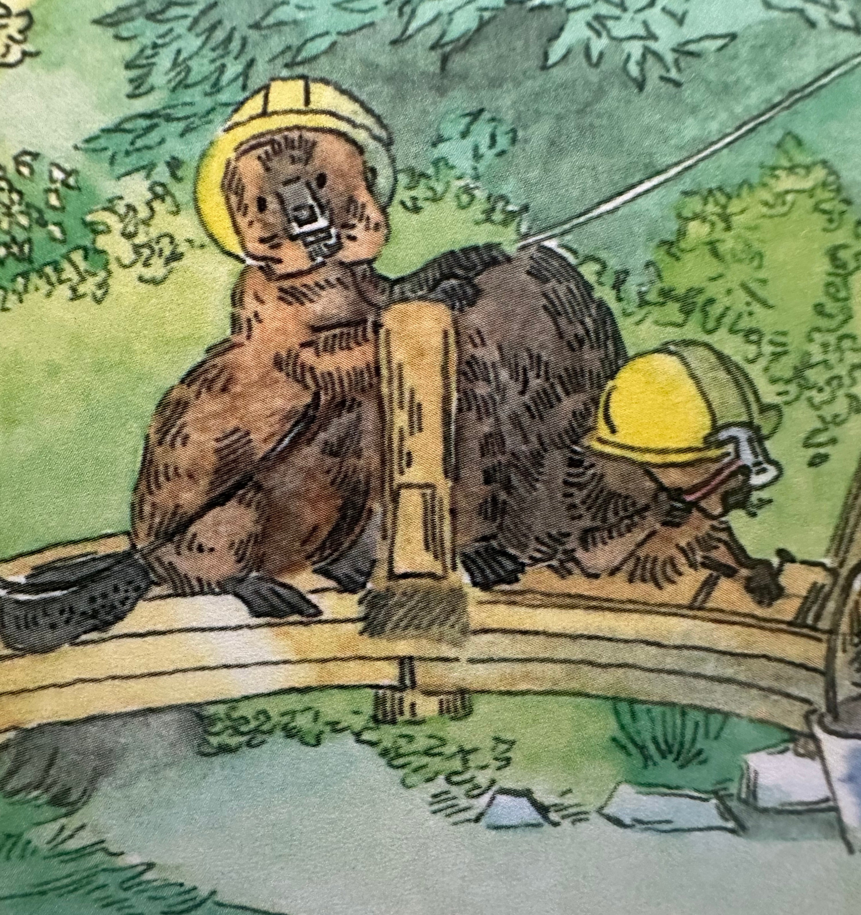 Whimsical Animals Beavers 5x7 Blank Watercolor Card: Bridge Builders