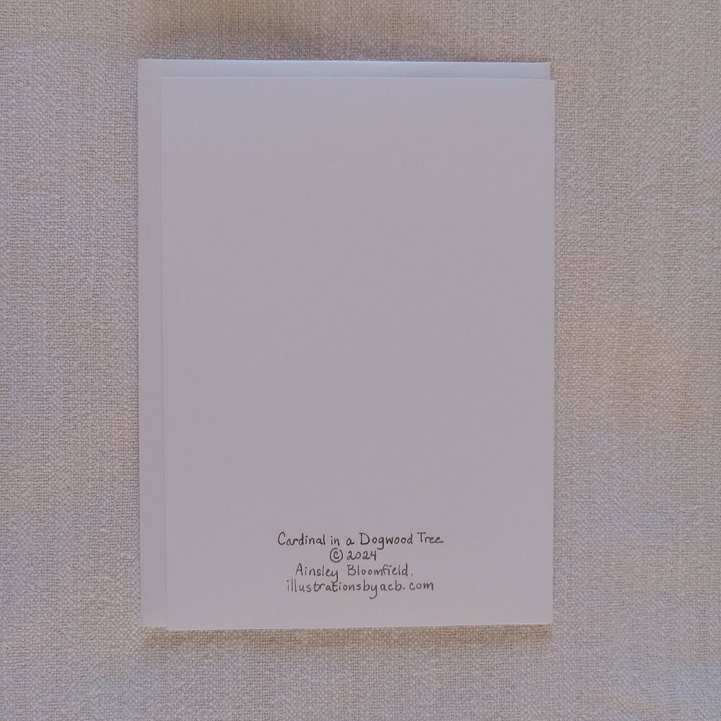 Bird Garden 5x7 Blank Watercolor Card: Cardinal in a Dogwood Tree
