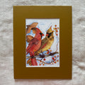 Watercolor Birds 5x7 Print with 8x10 Mat: Cardinal Couple