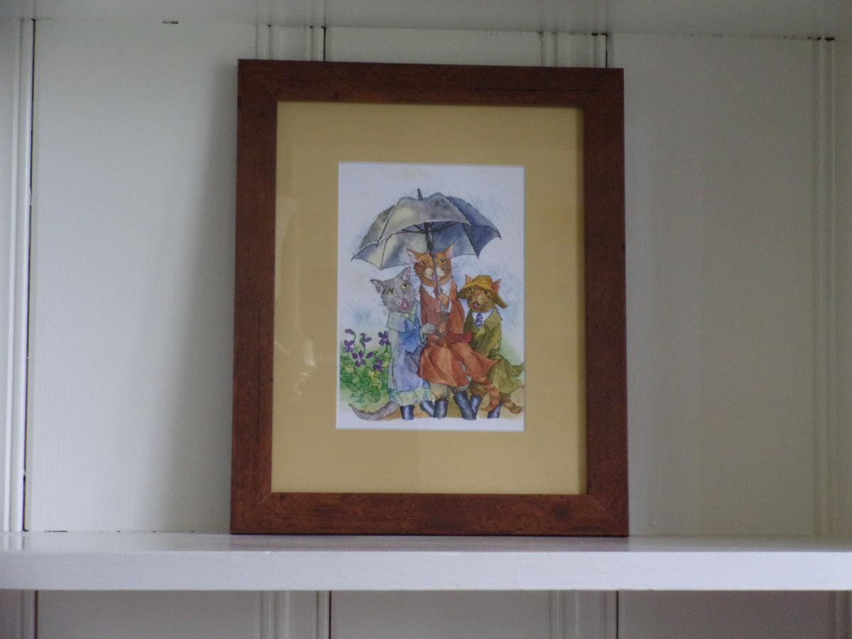 Whimsical Animals 5x7 Print with 8x10 Mat: April Showers