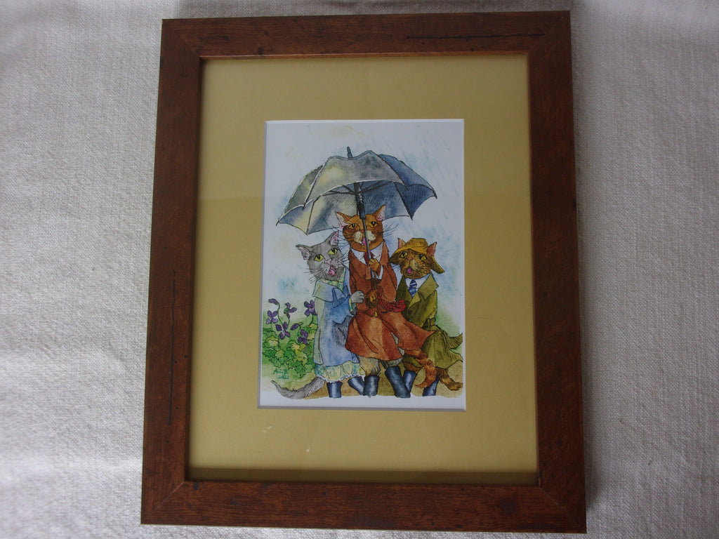 Whimsical Animals 5x7 Print with 8x10 Mat: April Showers