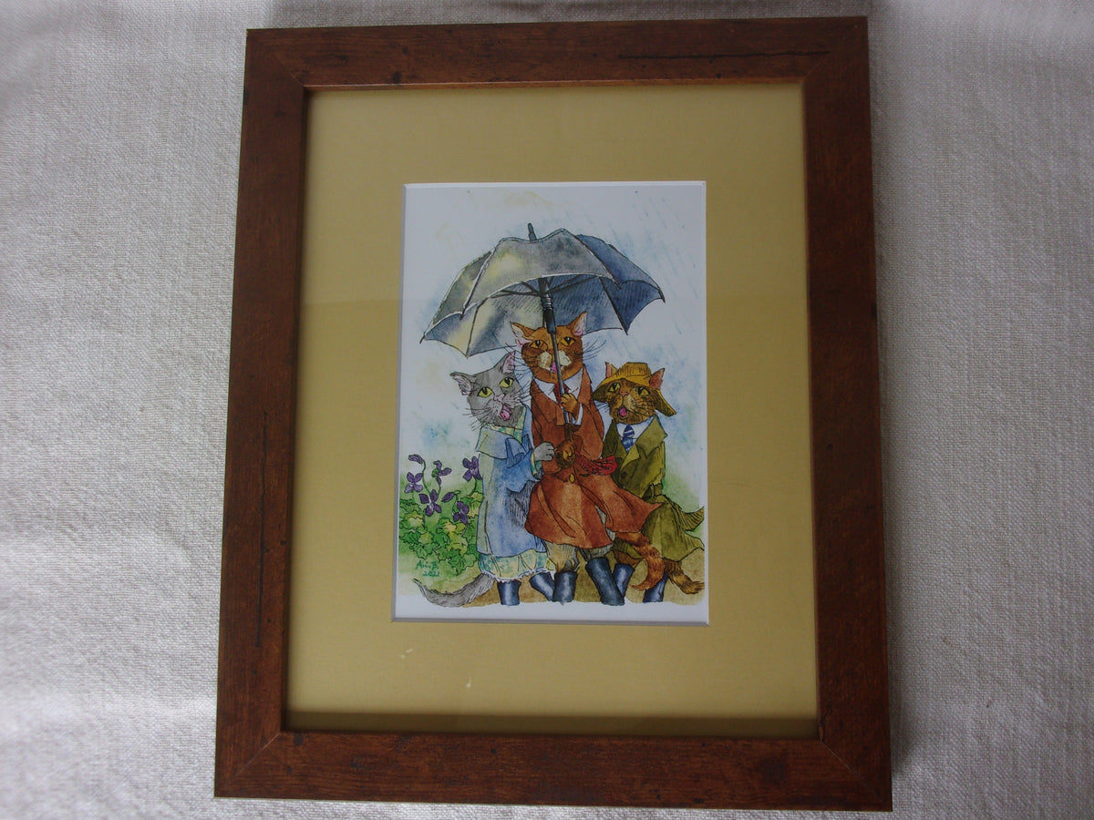 Whimsical Animals 5x7 Print with 8x10 Mat: April Showers