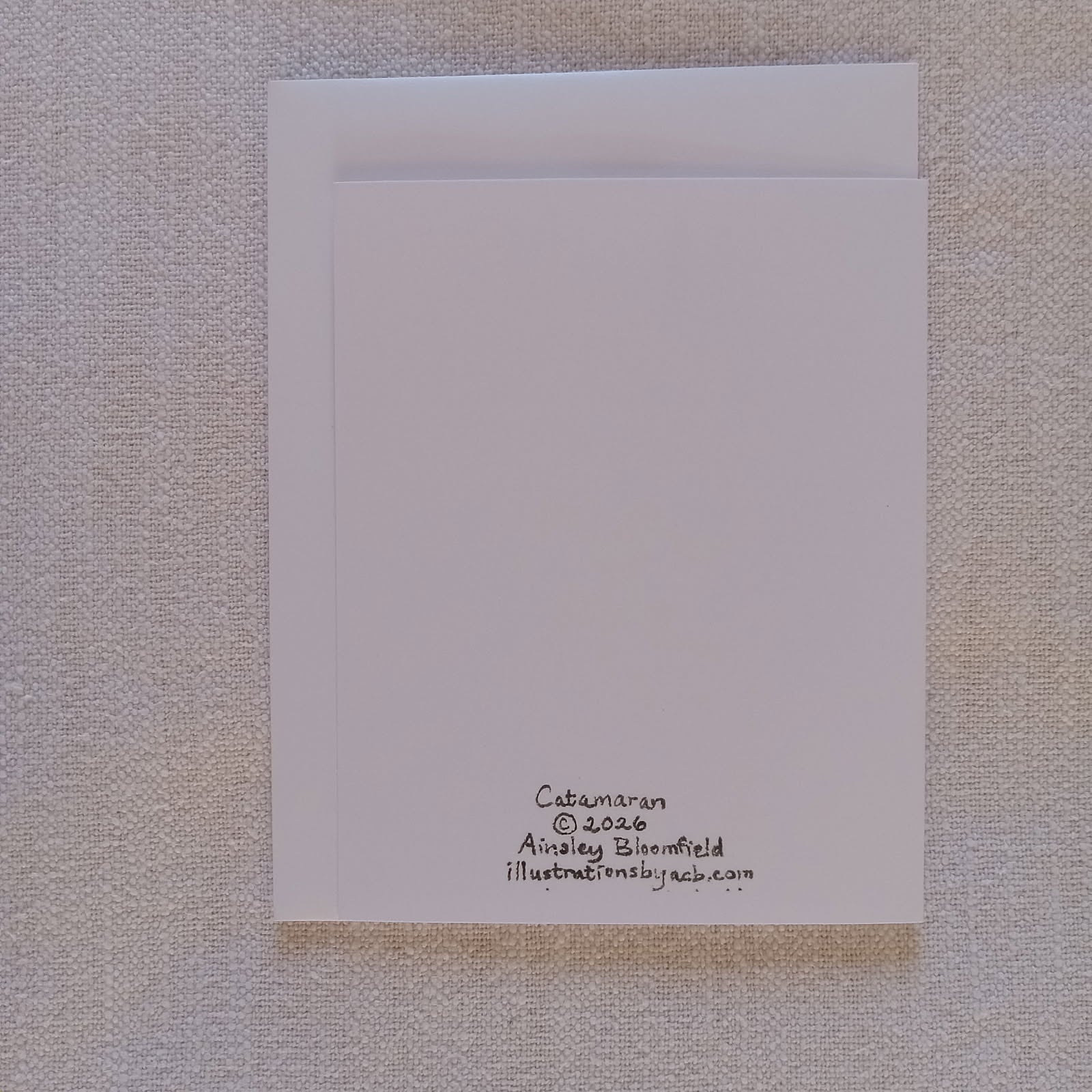 Whimsical Animals Seaside Cats Retro 4x5 Blank Watercolor Card: Catamaran