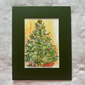 Christmas Watercolor 5x7 Print with 8x10 Mat: Christmas Tree