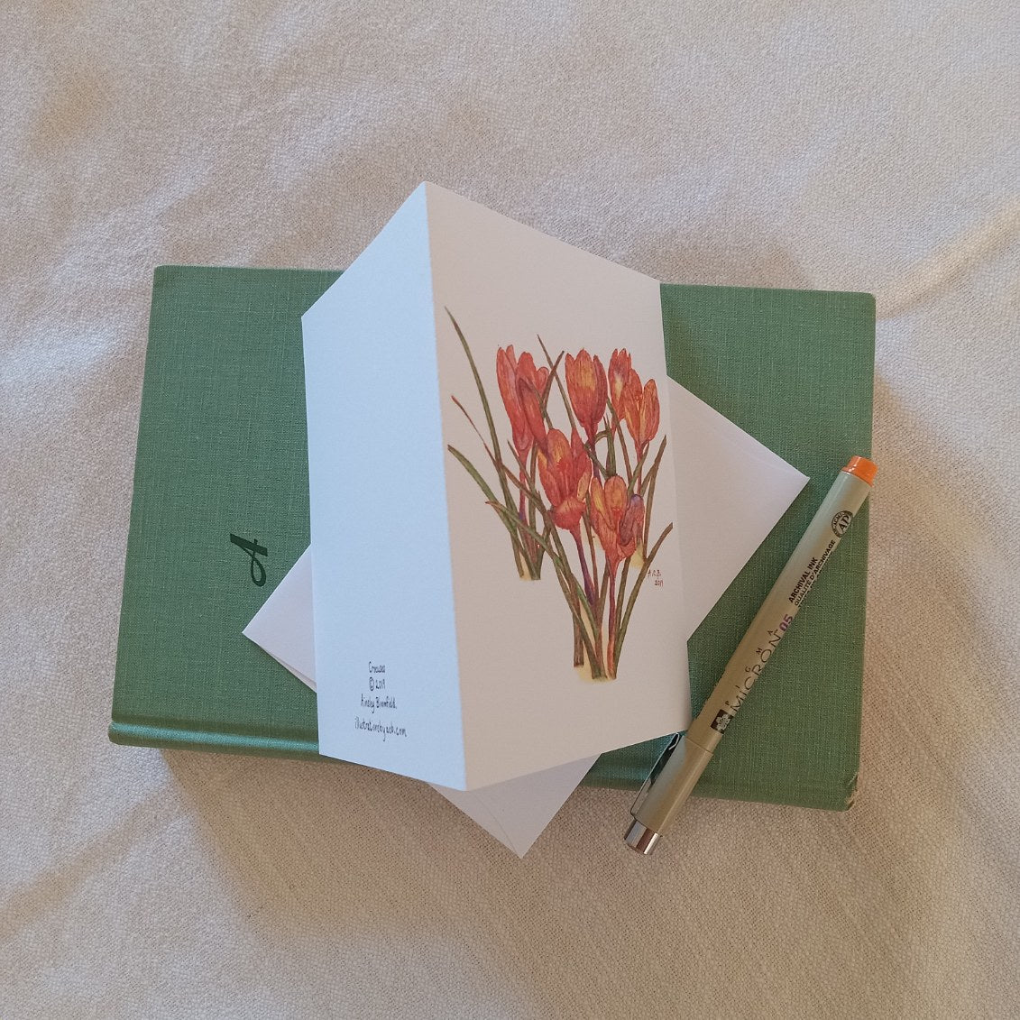 Garden Flowers 4x5 Blank Watercolor Card: Crocuses