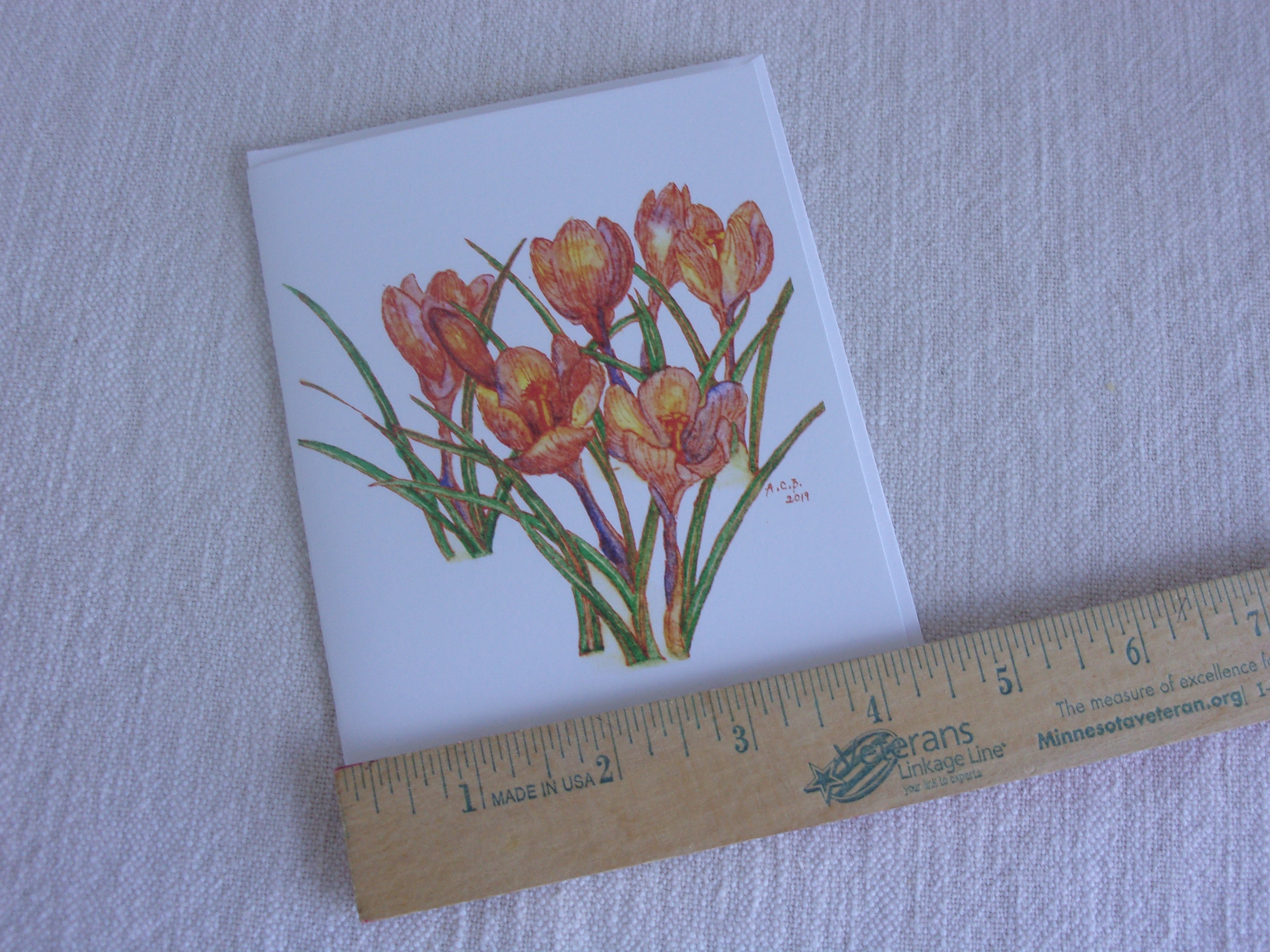 Garden Flowers 4x5 Blank Watercolor Card: Crocuses