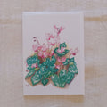 Winter Flowers 5x7 Hand-drawn Blank Watercolor Card: Cyclamen