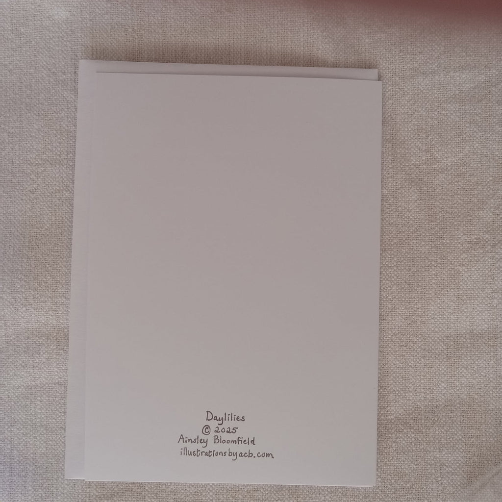 Garden Flowers 5x7 Blank Watercolor Card: Daylilies