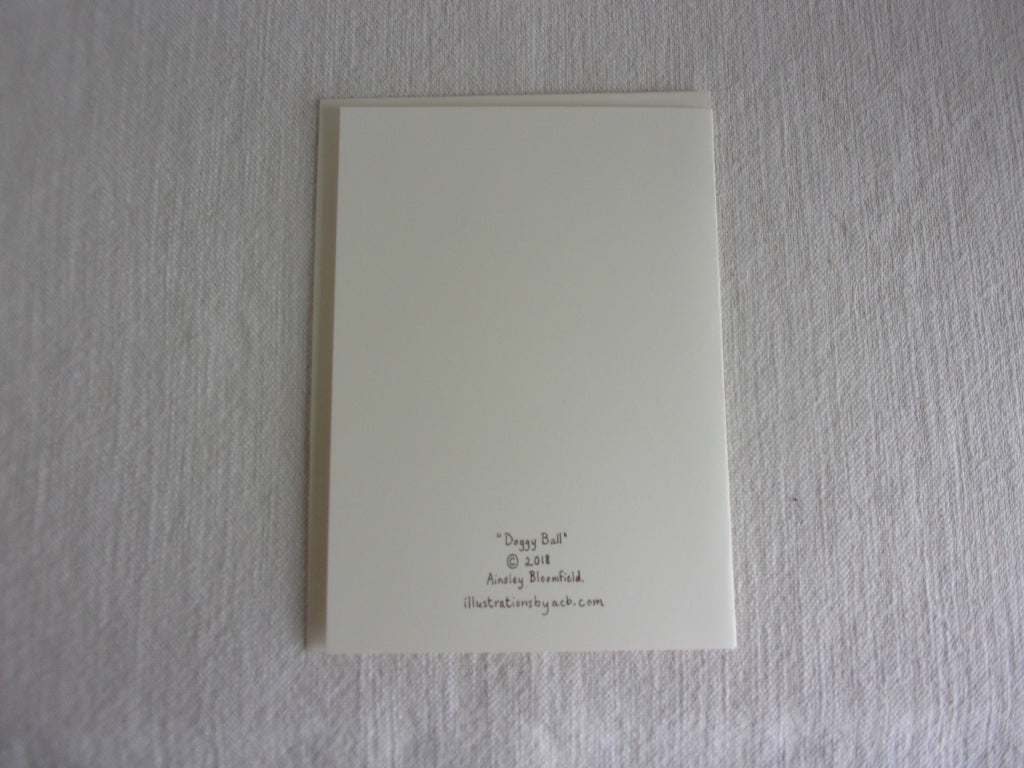 Whimsical Animals Dancing Dogs 5x7 Blank Watercolor Card: Doggy Ball