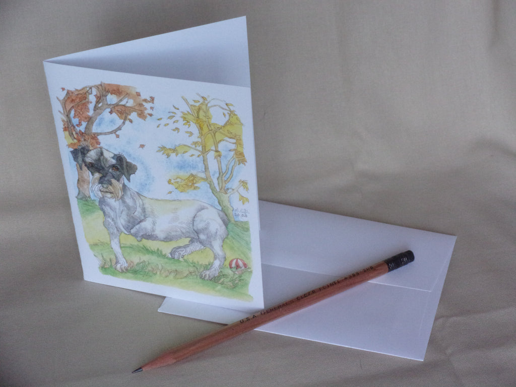 Whimsical Animal Rescue Benefit 4x5 Blank Watercolor Card: Faolon
