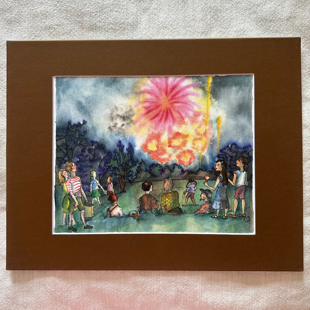 Patriotic Fireworks 8x10 Print in 11x14 Mat: Finale
