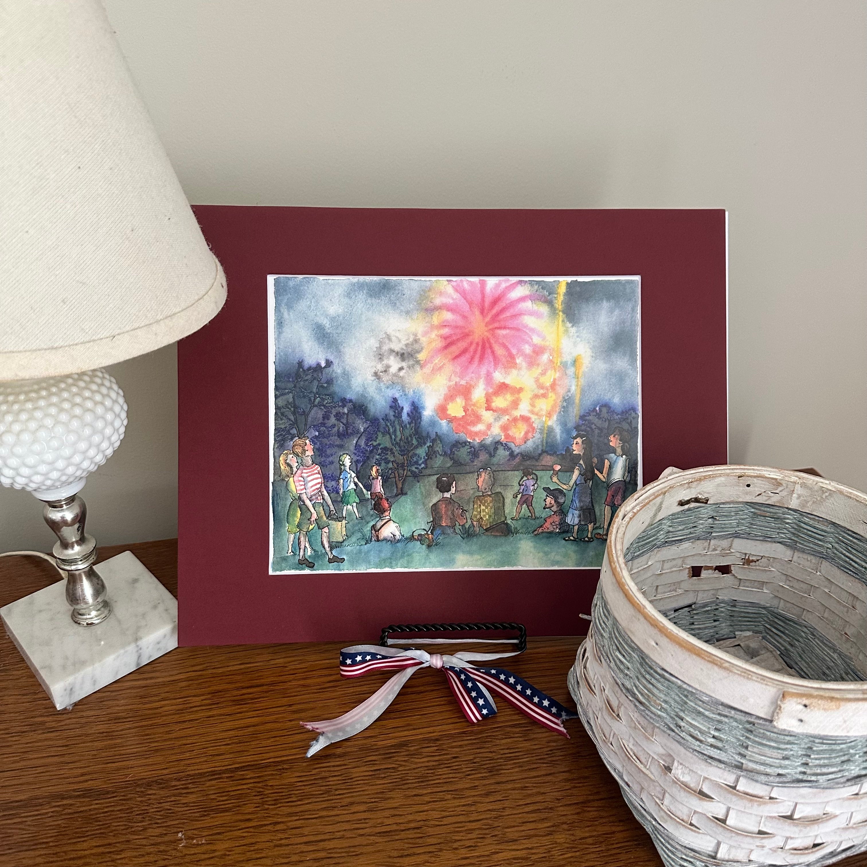 Patriotic Fireworks 8x10 Print in 11x14 Mat: Finale