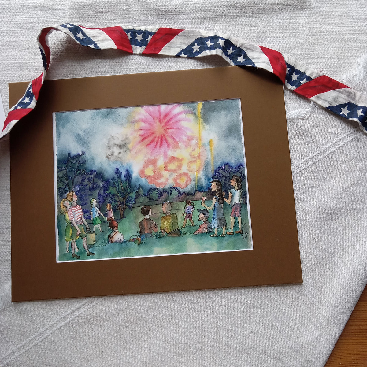 Patriotic Fireworks 8x10 Print in 11x14 Mat: Finale