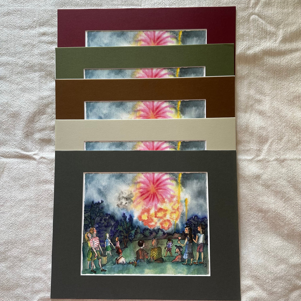 Patriotic Fireworks 8x10 Print in 11x14 Mat: Finale