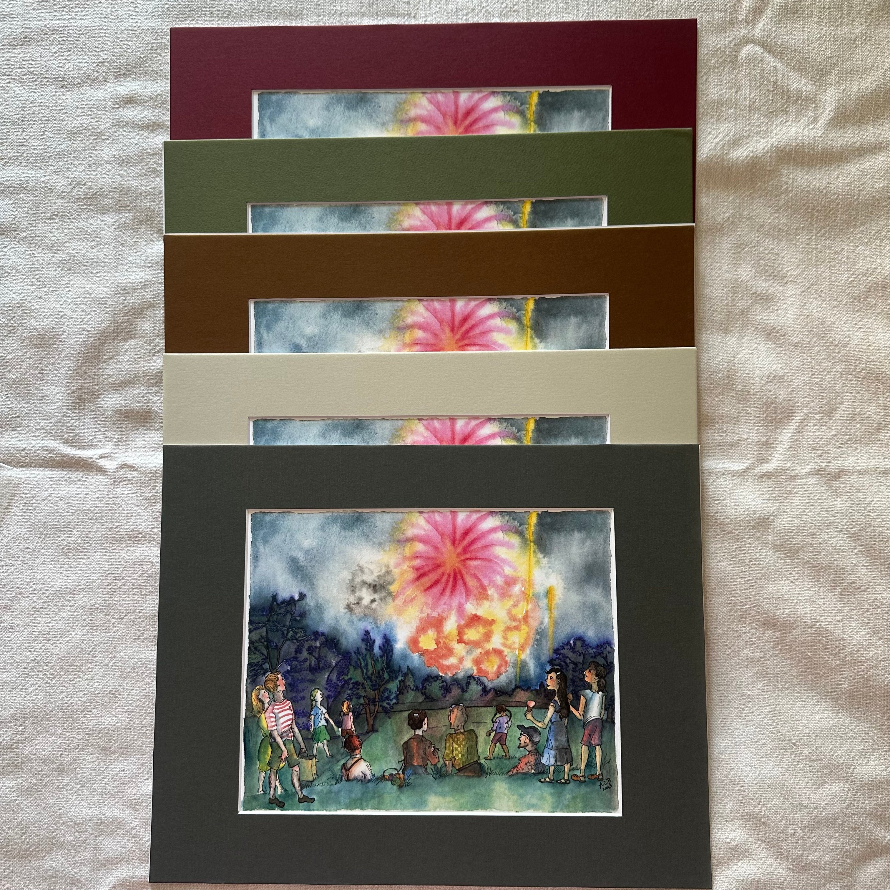 Patriotic Fireworks 8x10 Print in 11x14 Mat: Finale