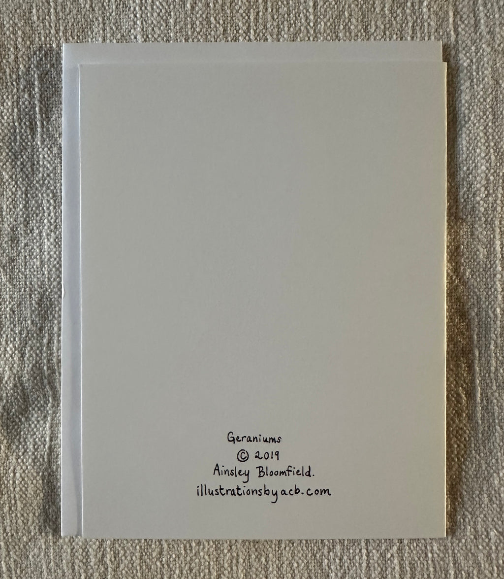 Garden Flowers 4x5 Blank Watercolor Card: Geraniums