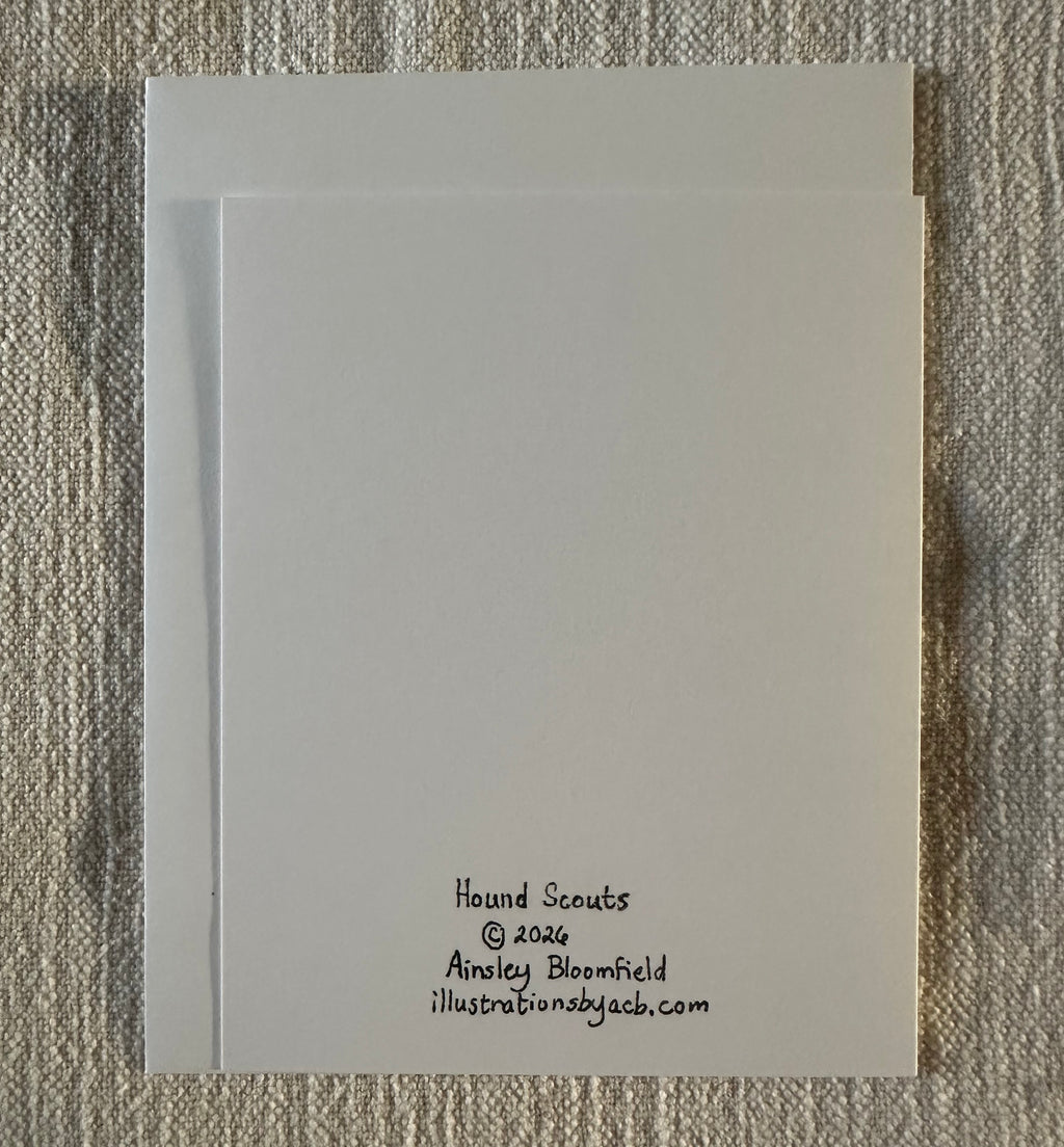 Whimsical Animals Dogs 4x5 Blank Watercolor Card: Hound Scouts