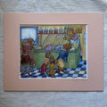 Limited Edition Whimsical Dogs Watercolor 8x10 Print in 11x14 Mat: Ice Cream Shop
