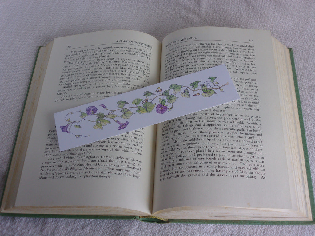Garden Flowers Watercolor 2x8 Bookmarks Set of 3: Peony, Redbud, Morning Glory