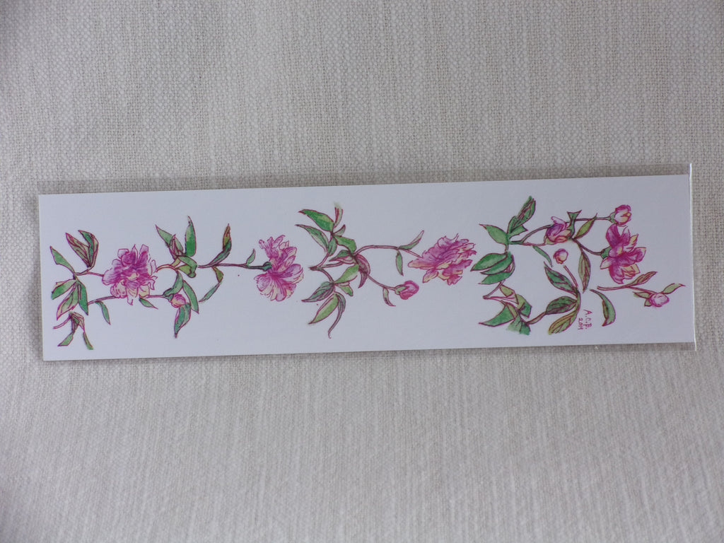 Garden Flowers Watercolor 2x8 Bookmarks Set of 3: Peony, Redbud, Morning Glory