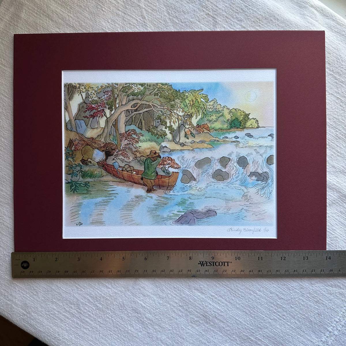 Limited Edition Whimsical Animal Watercolor 8x10 Print in 11x14 Mat: Portage