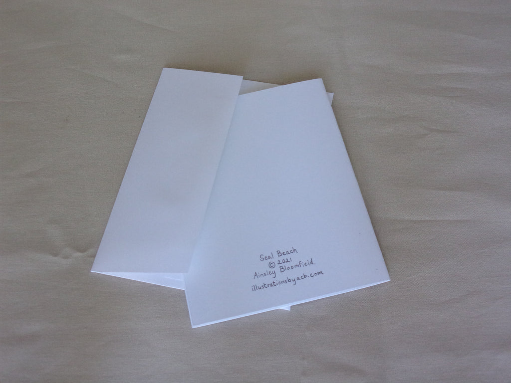 Whimsical Animals 4x5 Blank Watercolor Card: Seal Beach