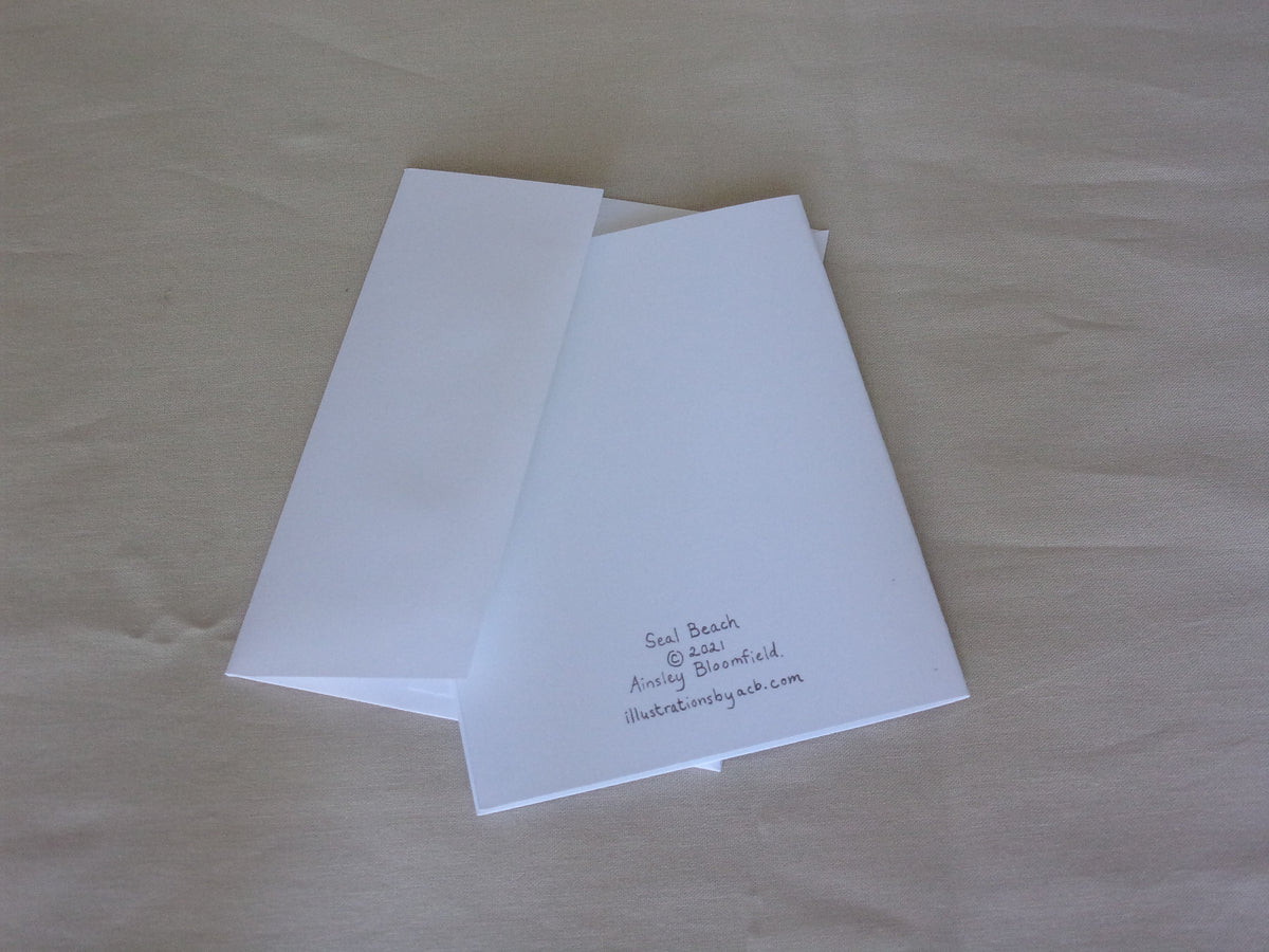 Whimsical Animals 4x5 Blank Watercolor Card: Seal Beach