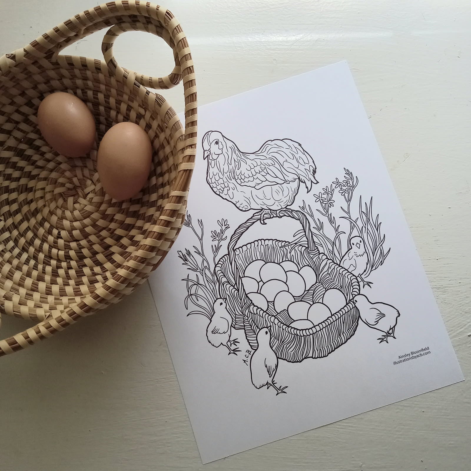 Free Spring Chickens Coloring Page