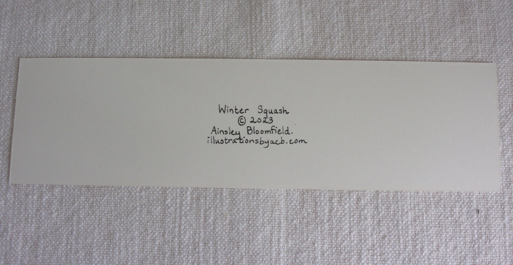 Autumn Garden Colorful 2x8 Watercolor Bookmark: Winter Squash