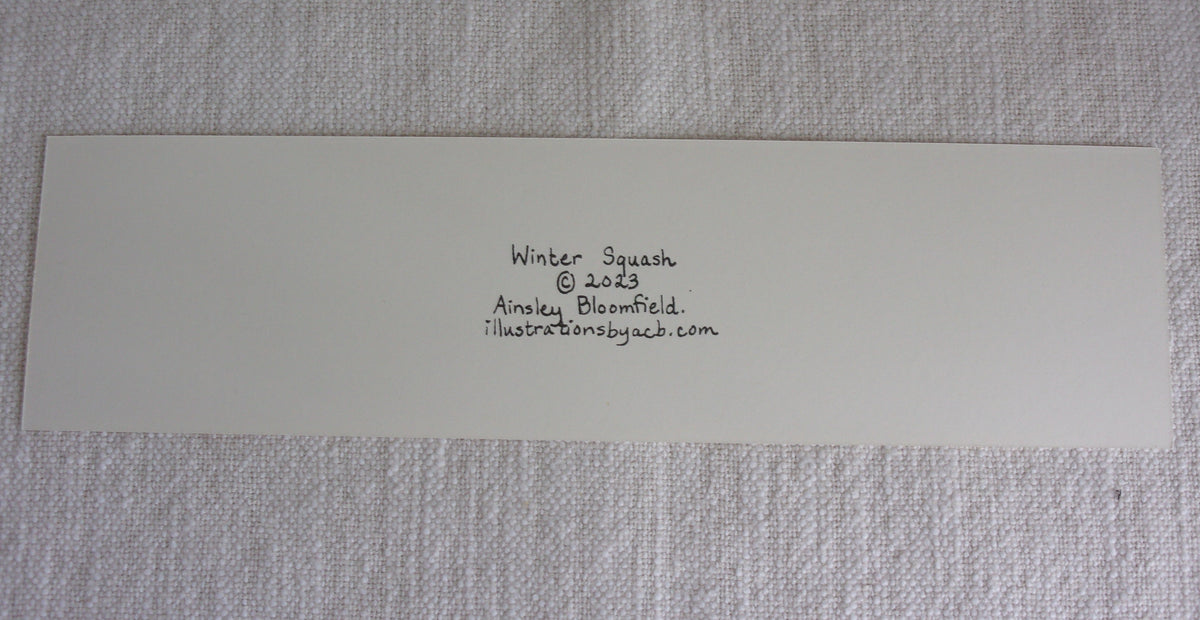 Autumn Garden Colorful 2x8 Watercolor Bookmark: Winter Squash