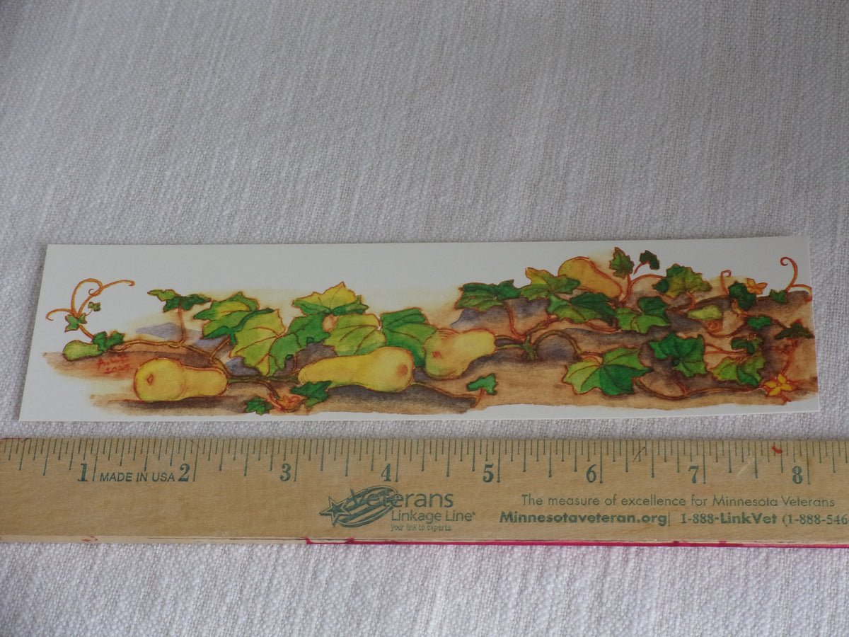 Autumn Garden Colorful 2x8 Watercolor Bookmark: Winter Squash